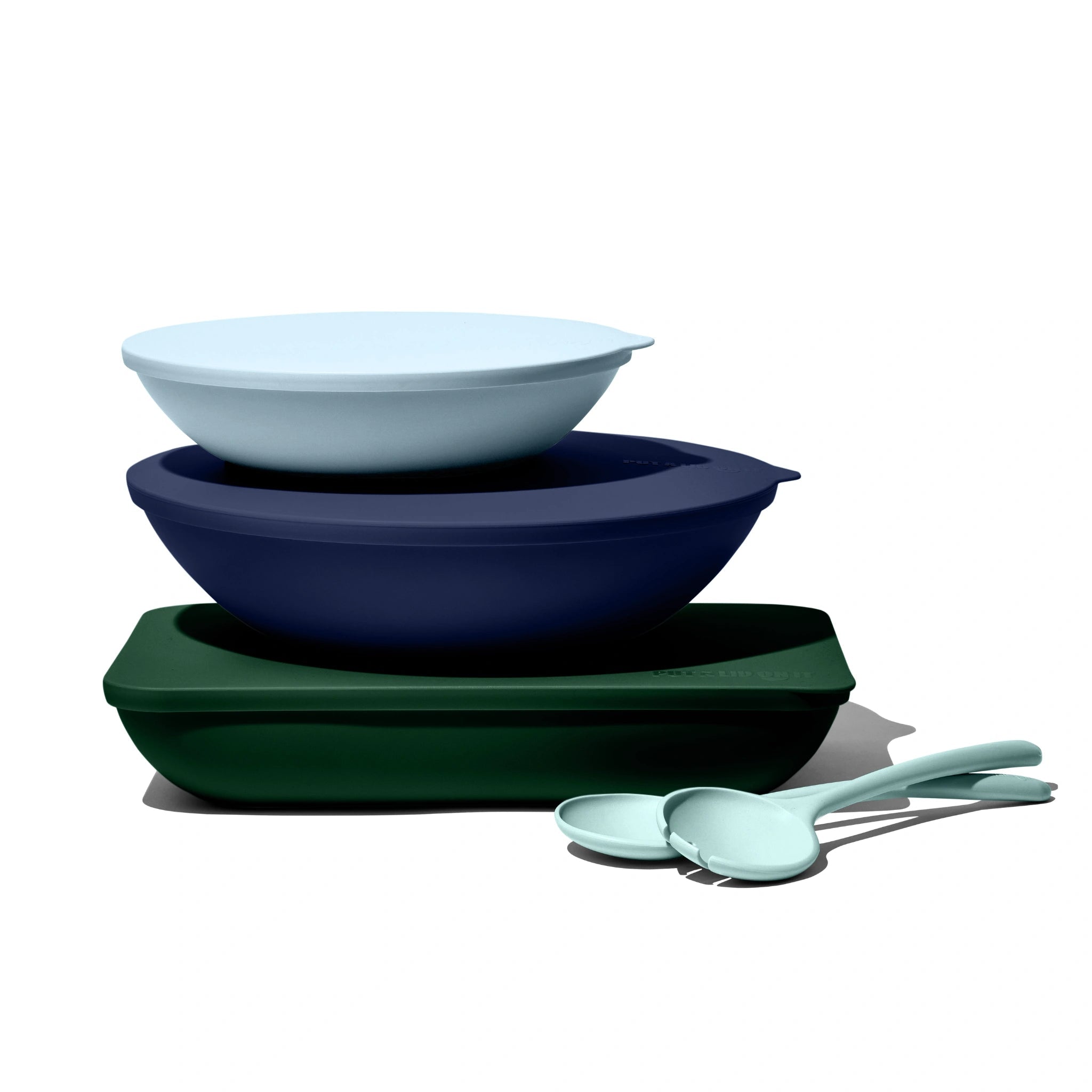 The Complete Package: Large & Small Serving Bowls, Platter and Salad Servers - Coastal -  - Put a lid on it
