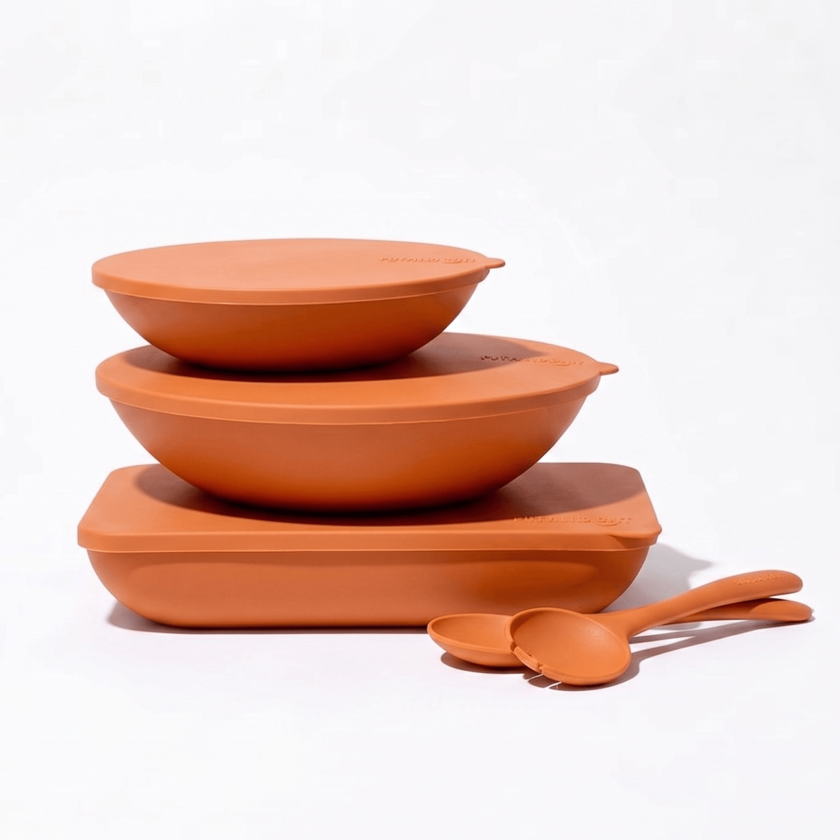 The Complete Package: Large & Small Serving Bowls, Platter and Salad Servers - Papaya - PALCOM4-PAP - Put a lid on it